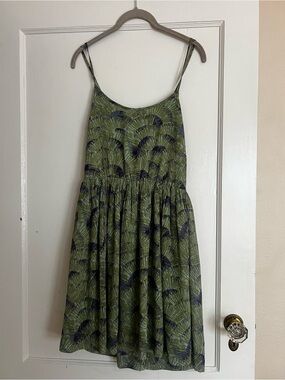 Green Leaf-Print Mini Sundress - Women